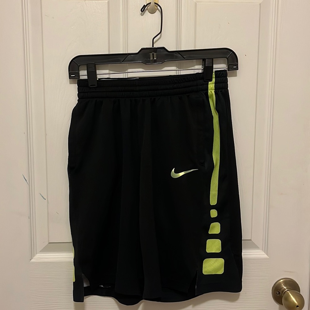 Nike Black and Neon Green Running Shorts